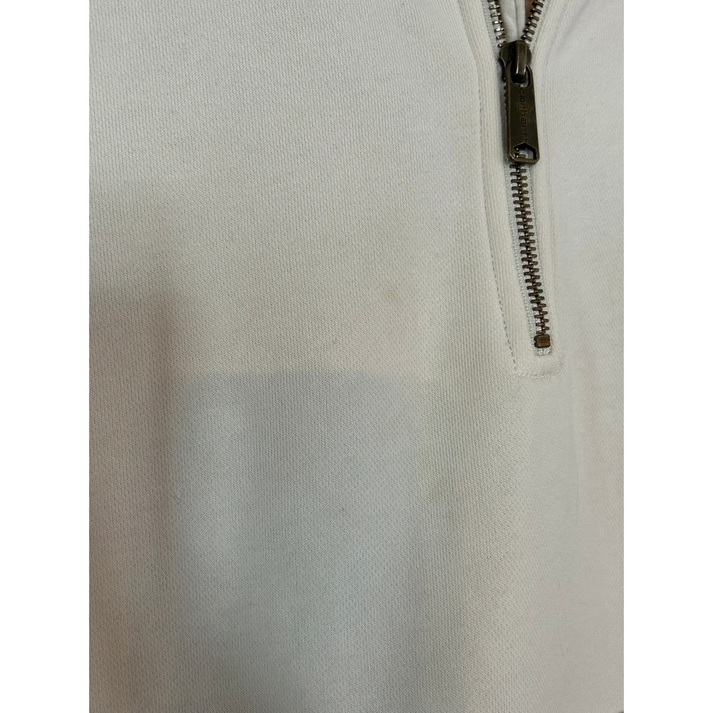 Carhartt Quarter Zip Pullover Womens Sweatshirt Cream Relaxed Fit Large Pocket - Picture 7 of 10
